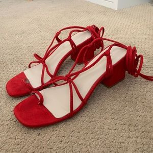 Stone Cold Fox X Raye Red Strappy Sandals